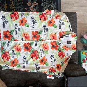 Corona Tropical Button-Up Shirt - White, Orange, Green